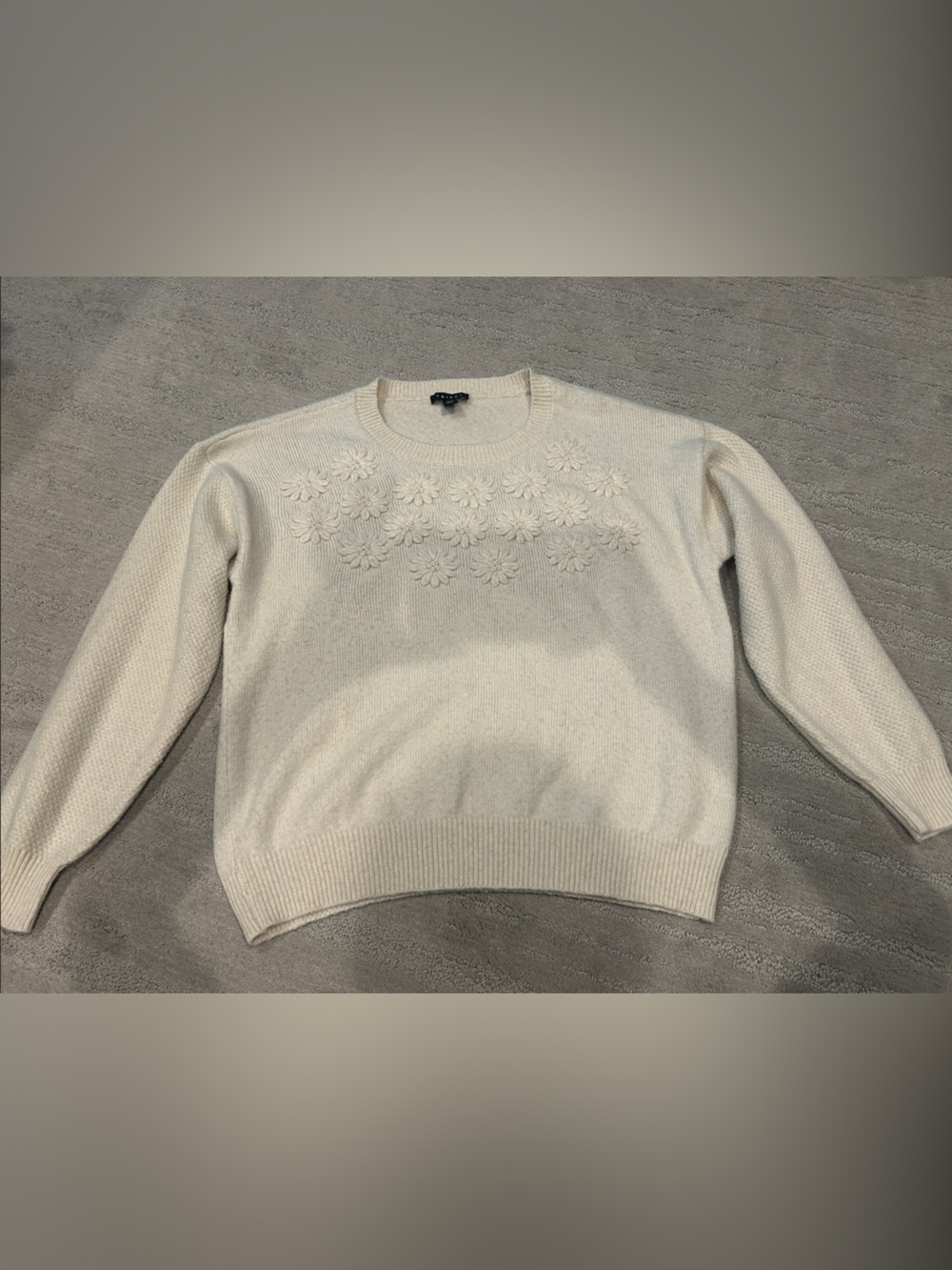 Cream Floral Embroidered Sweater